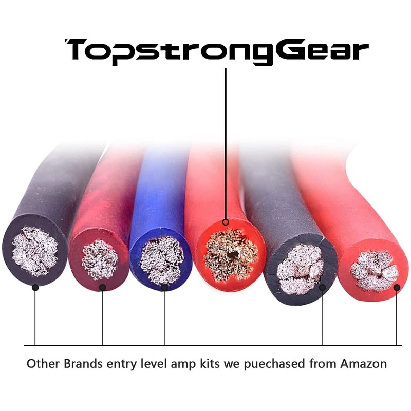 TOPSTRONGGEAR 0 Gauge 25ft Black and 25ft Red Power/Ground Wire