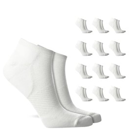 Doctor’s Choice Compression Socks, Low Cut Ankle Socks for Women, Moisture-Wicking, Arch Support, Cushioned Sole 12 Pair Pack Large (White)