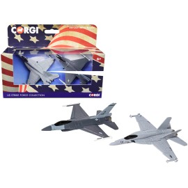DCD General Dynamics F-16 Fighting Falcon Fighter Aircraft and McDonnell Douglas F/A-18 Super Hornet Fighter Aircraft Set of 2 P