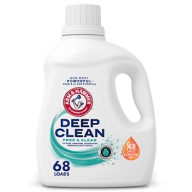 ARM & HAMMER Deep Clean Free & Clear Liquid Laundry Detergent, Free of Dyes, Perfumes and Phosphates, Suitable for Sensitive Skin, Dermatologist Tested, 102 Fl Oz, 68 Loads