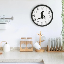 Sveudvdis Ministry of Silly Silent Walks Clock, 12 inch Non-Ticking Silly Walk Wall Clock, A Interesting Wall Clock for Bedroom Kitchen Living Room, Novelty Home Decor Gift (Black)