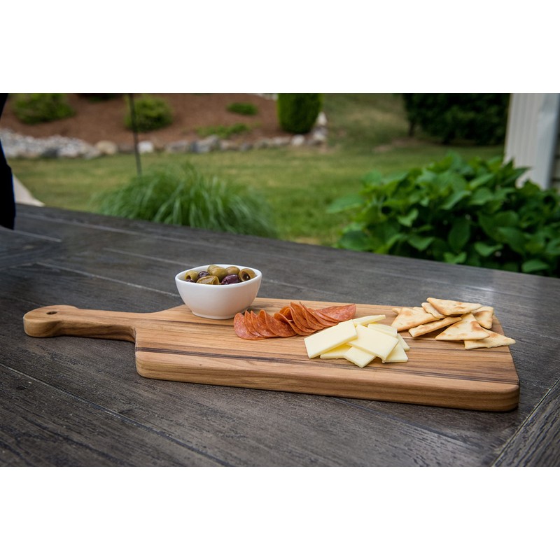Lipper International Teak Wood Edge Grain Kitchen Paddle Board for