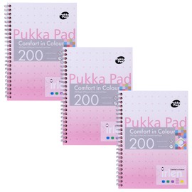 Pukka Pad, Irlen Jotta Pad A5 Notebook 3-Pack – Wire Bound Notepad 200 Pages of 80GSM Coloured FSC Certified Lined Paper – Designed for Visual Perception Difficulties – 21 x 14.8cm, Rose