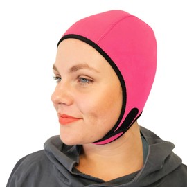 SwimCell Swimming Hat For Open Water Swimming and Watersports. Thermal 4mm Neoprene Swimming Cap for Adults. Adjustable and Reversible For Men and Women. One Size 55-59cm. Pink