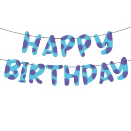Beast Birthday Party Decoration, Pre-Strung Blue & Purple Happy Birthday Banner Garland Cartoon Themed Party Supplies for Baby Shower Kids Boys Girls