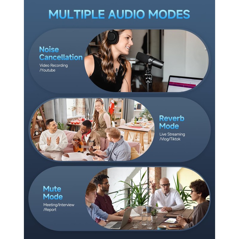 2 Pack Professional Wireless Lavalier Microphone for Android, Lapel Mics