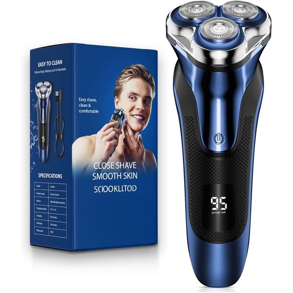Electric Razor for Men, Waterproof Wet Dry Rechargeable Shaver with