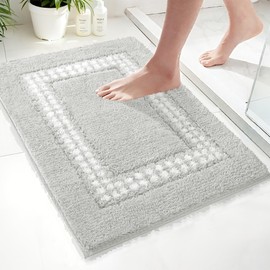 UNIBATH Gray Bathroom Rugs 18x24, Non Slip Washable Bath Mats,Super Soft Microfiber Bathroom Mats, Plush Fluffy Absorbent Bath Rugs for Sink Tub Basin Shower Floor