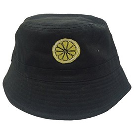 UKPrintwear Lemon (Roses) Embroidered Bucket Hat 'The Reni' Black L/XL