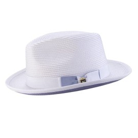 MONTIQUE White with Lavender Bottom Braided Stingy Brim Pinch Fedora Hat H85 Lavender/White M