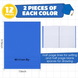 Henoyso 12 Pcs Primary Composition Notebook K-2 9 3/4 x 7 1/2 Inch Blank Writing Book for Kid to Write Stories Draw and Write Journal 60 Page Writing Journal Back to School Supplies (Royal Blue)