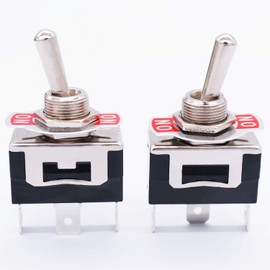 TWTADE 3 Pcs Latching Rocker Toggle Switch 3 Pin 2 Position ON/ON SPDT Heavy Duty 16A 250VAC Spade Terminal Metal Boat Switch with Waterproof Boot Cap + 6.3mm Terminal Wires TEN-1121MZX-B102
