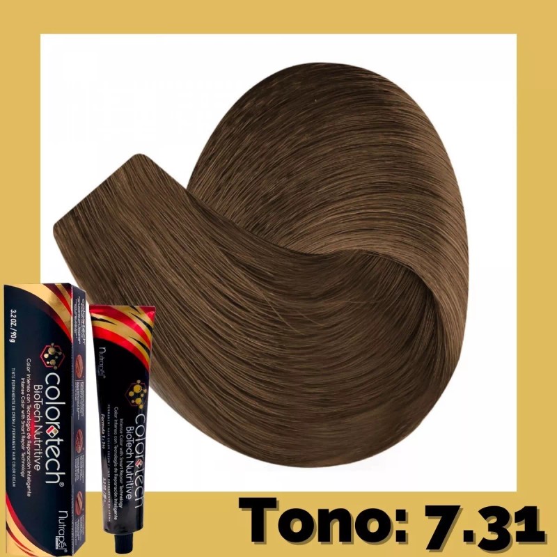 Nutrapel Color Tech Tinte Tono 7.31 Rubio Dorado Cenizo Tubo