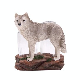 Rustic Wolf Salt & Pepper Set, Woodland Decor, 4.25 Inches