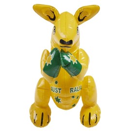 Smiffys Inflatable Kangaroo, Yellow with Australia Print, 40cm/16in, Around The World Fancy Dress, Animal Dress Up Accessories