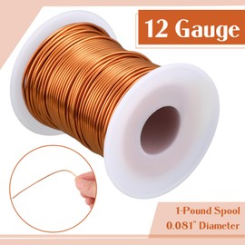 Kanayu Magnet Copper Wire Enamelled Insulated Magnet Winding Wire, Speaker Coil Temperature Rating 155℃ for Electric Appliance, 1 Pound Spool(Copper Color,0.081" Dia, 53ft,12 AWG)
