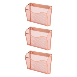 EASEPRES Wall File Holder Organizer, 3 Pockets Rose Gold Hanging file Organizer Wall Mount Mail Magazine Rack for Women Home Office Supplies