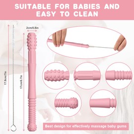 Vicloon Beißring Baby, 8-Teiliges Set Baby Beißröhrchen Silikon, 4 Stück Zahnungshilfe +4 Stück Reinigungsbürste für Baby 6-12 Monate Sensorisches Kauen Molar Spielzeug(Round head)