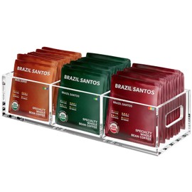 FUCDTEFC Tea Bag Organizer, Small Clear Tea Bag Holder for Drawer Kitchen Cabinets Pantry Countertops Organizers Storage, BPA-Free Acrylic Coffee Pods, Sugar Packets,Plastic Teabag Bins Home Organizer