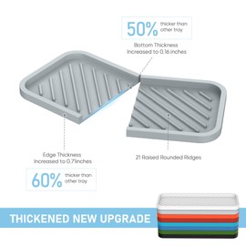 EG-SIPRO Kitchen Sink Organizer Tray,Sponge Holder for Kitchen Sink Bathroom Counter Tray Sponge Caddy Silicone Soap Holder for Soap Dispenser, Bottle, Dishwashing Accessories(2-Pack)