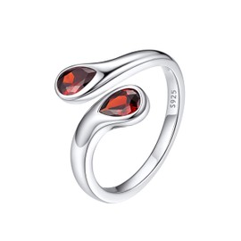 Bestyle Adjustable Rings Women's 925 Silver Droplet Ring, Gemstone Ring, Open Thumb Ring, Simple Ring, Teardrop Chunky Rings, Size Adjustable from 50-60, Sterling Silver