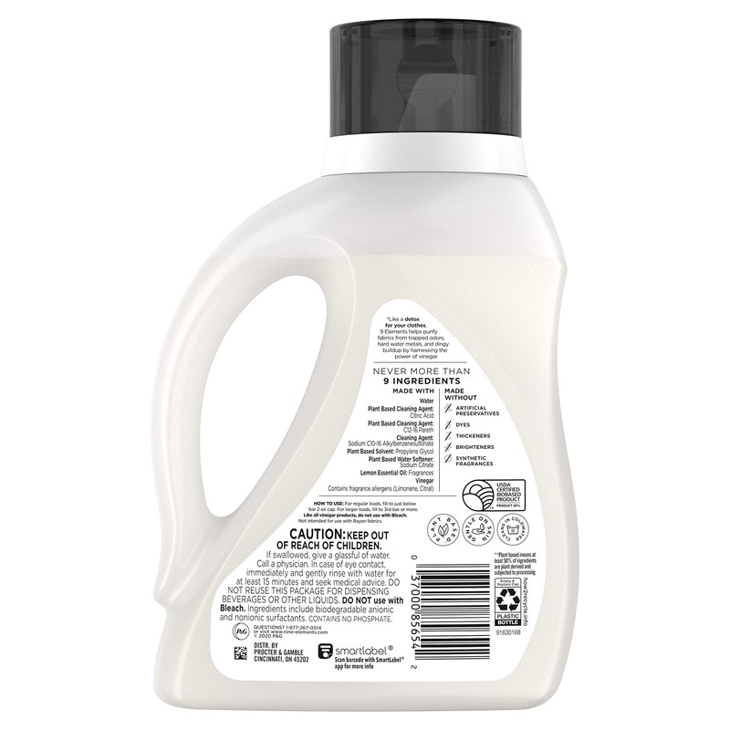 9 Elements Liquid Laundry Detergent, Lemon Scent, 46 Oz, 46