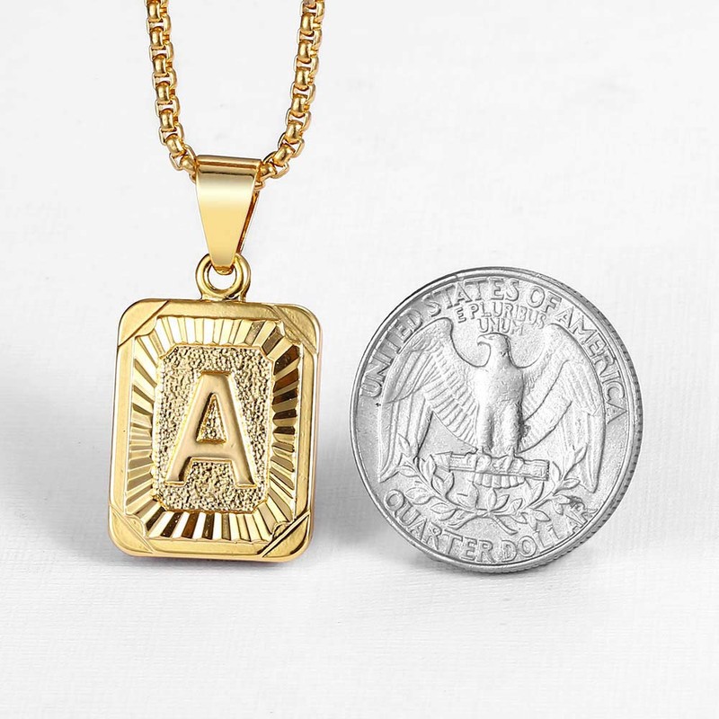 Trendsmax Initial Letter Pendant Necklace for Mens Womens Gold Plated