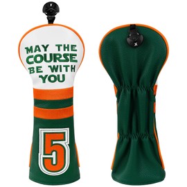 Spider Boss Golf Covers Sports Style Driver Covers, Green&White Fairway Wood Headcover Hybrid(UT) Cover Fairway(FW) Headcover, 4 Pcs Golf Head Covers with Number 1,3,5,X (for Fairway(5))