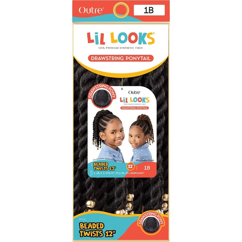 Outre Lil Looks Drawstring Ponytail - BEADED TWISTS 12" (2)