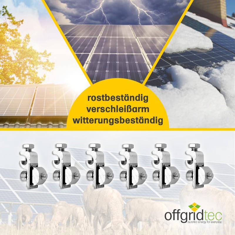 Offgridtec Pack of 6 Earth Terminals for PV Modules Silver