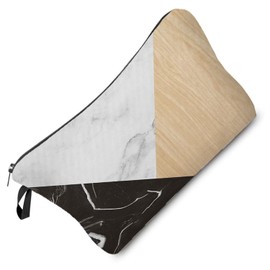 Livel lhood Simple Aesthetic Marble Makeup Bag Cute Small Travel Cosmetic Bag Wood Grain Organizer Bag with Zipper Marble Pattern Toiletry Cosmetic Bag Present for Women Friends