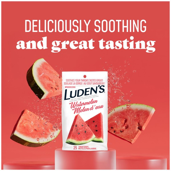 LUDEN'S Luden's Throat Drops Watermelon, Soothing Lozenge, 25 Count (Pack