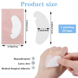 Classicseali 50 Paare Wimpernverlängerung Pads,Augenpads für Wimpernverlängerung,Wimpernblättchen für Salon und Zuhause Wimpernlifting zum Färben,U-Pads Eyelash Extensions(Rosa)