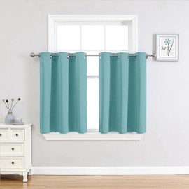 ChrisDowa Small Window Curtains 36 inches Long for Bedroom - Grommet Short Thermal Insulated Room Darkening Curtains for Kitchen (2 Panels, Aqua, 42 x 36 Inch)