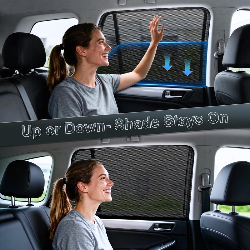PEYOU Car Window Shades for Baby 2 Pack, Stretchable &