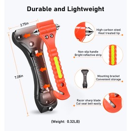 KLSKKJ Car Safety Hammer 10 Pack, Car Emergency Escape Tool Car Window Glass Breaker and Seat Belt Cutter with Light Reflective Tape for Family Rescue, Life Saving Survival Kit