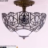 WERFACTORY Tiffany Ceiling Light Fixture Crystal Bead White Stained Glass