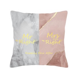 lelewangluo Cushion Cover, Mr and Mrs Throw Pillow Cover,Wedding for Couple,45 x 45 cm Decorative Pillow Cases for Home Indoor Sofa Chair Bedroom (Marble)