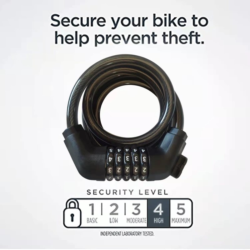 IDEALUX Bike Lock Cable, Resettable Cable Lock, Self Coiling 5