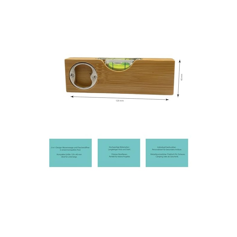 Spirit level with bottle opener with the words "Bester Papa