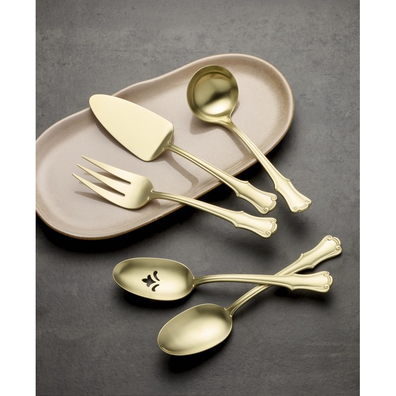 Oneida 897920 James Street Satin Champagne 5 Piece Hostess Set