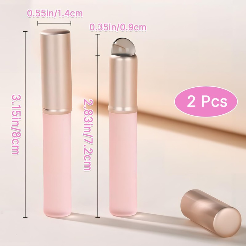2 Pcs Silicone Lip Brush with Cap for Lipstick Lip