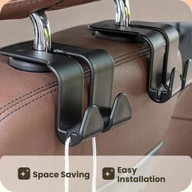Car Headrest Storage Hook, Multifunctional Car Seat Back Hooks, Car Accessories, Portable Multipurpose Mini Hook for Car Interior Storage & Tablet Stand, Automotive Holder, Vehicle Accessories