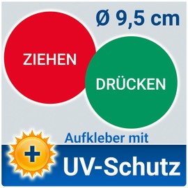 PVC Sticker Door Sign Press and Pull (Single) Diameter 9.5 cm UV Protection Outdoor