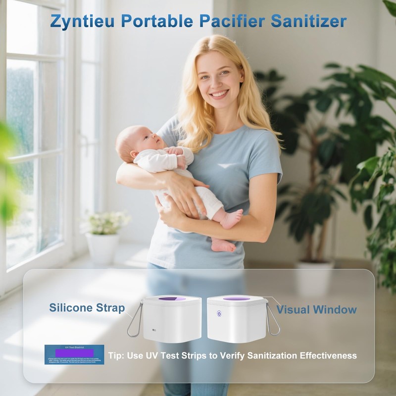 Zyntieu Portable Pacifier Sanitizer, UV Light Sanitizer Box, 99.99% Cleaned