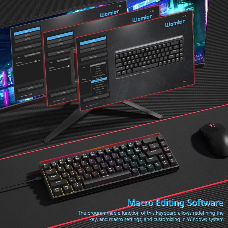 Womier 60% Keyboard Gaming with Light Box, Wired Mechanical Keyboard