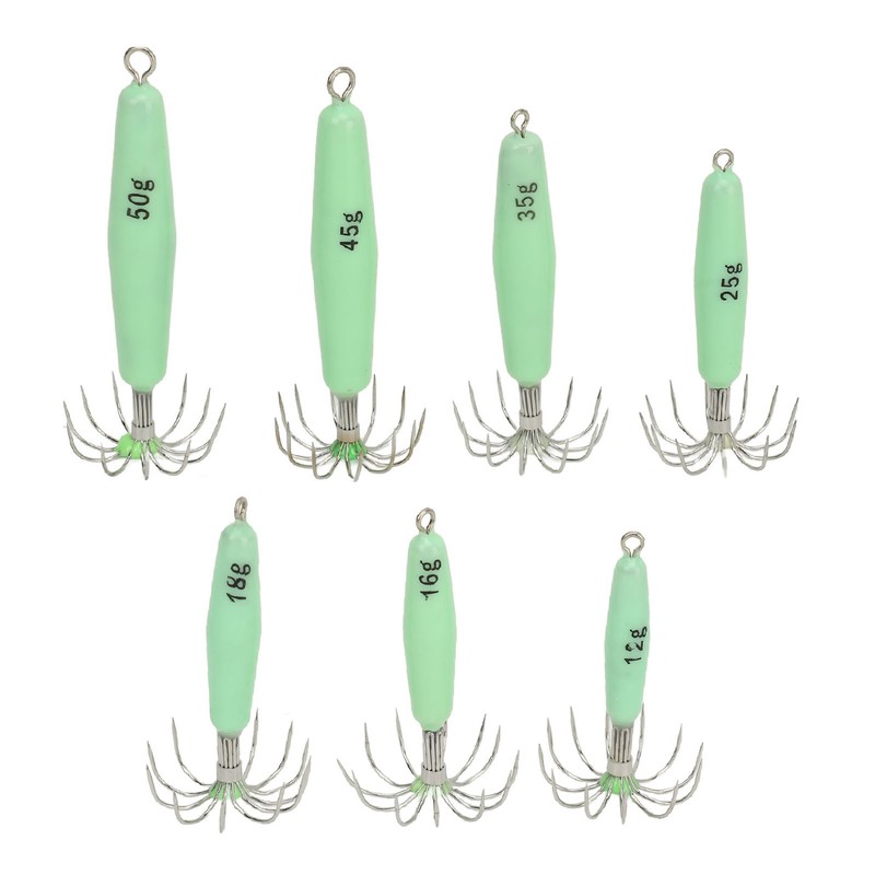 7 PCS Luminous Squid Jig 12 Hooks Stainless Steel Easy