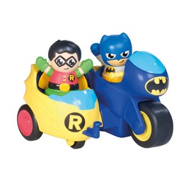 Toomies rocco giocattoli prima infanzia dc batcycle 2 in 1, multicolore