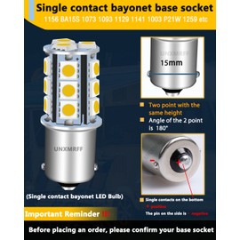UNXMRFF 1156 LED Bulb Warm White Super Bright 1003 1073 7506 1141 BA15S LED Bulb 5050 18SMD Replacement for 12V RV Interior Ceiling Dome Light/Travel Trailer/Boat Indoor/Camper Light Bulbs (Pack of 6)