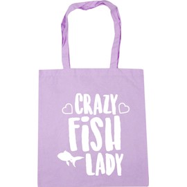 Hippowarehouse Crazy fish lady Tote Shopping Gym Beach Bag 42cm x38cm, 10 litres